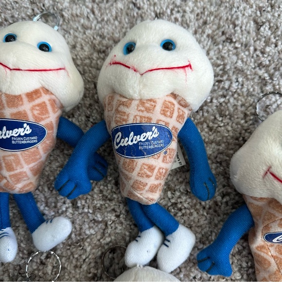 Lot 7 Culvers 1998 Scoopie Keychain 7" Plush Vanilla Ice Cream Cone Vintage - Picture 3 of 13
